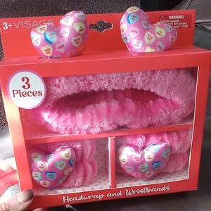 Sage Pink Heart Hair Accessory Set